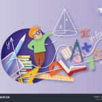 stock vector back to school background with round hole paper cut cartoon little boy math student learning 2033803736