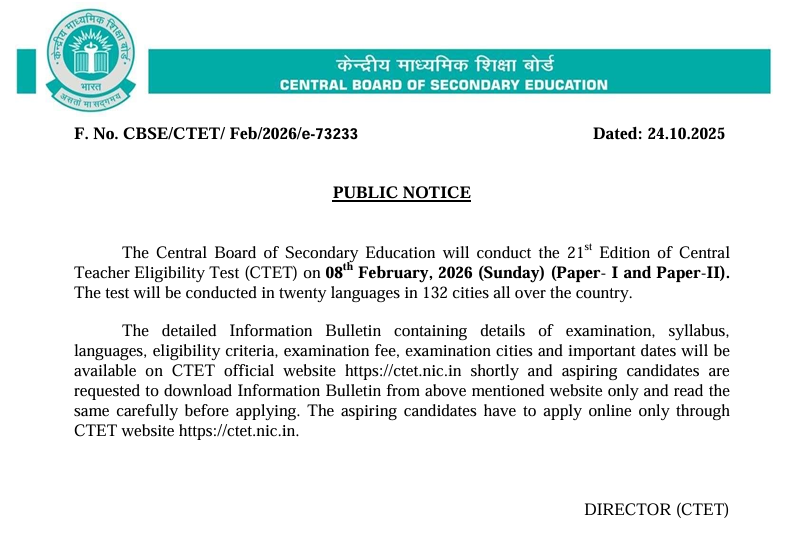 CTET Application Form 2026